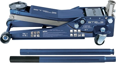 Домкрат гидравлический подкатной, быстр.подъем, 3т, h подъема 75-515мм, проф (51136) STELS