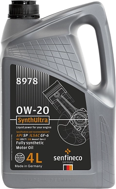 Масло моторное SynthUltra 0W-20 API SP GF-6, бут.4 л. (8978) SENFINECO