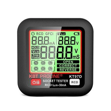 Тестер розеток и УЗО КТ 97D серия PROLINE (91921) КВТ
