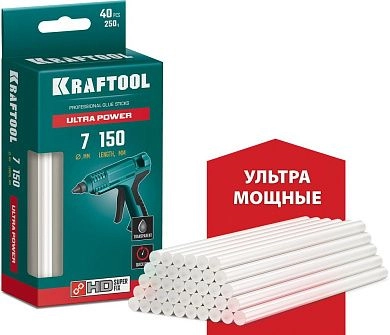 Стержни для клеевых пистолетов, прозрачные, ультрамощные, 7х150мм, 40шт. (06837-40) KRAFTOOL