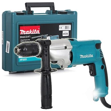 Дрель ударная HP 2071 FJ (1010 Вт, до 16 мм в мет., 2 скор., патрон БЗП, кейс) MAKITA
