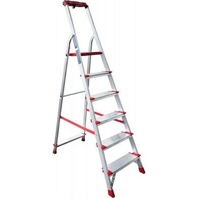 Лестница-стремянка алюм. индустриальная с органайзером NV5150 (6 ступ. 125/198см 6.3кг) Новая высота