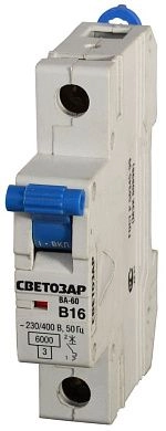Выключатель автоматический 1-полюсный, 20 A, "B", откл. сп. 6 кА, 230/400В (SV-49051-20-B) СВЕТОЗАР