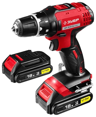 Дрель-шуруповерт аккум. ДА-18-2-Ли КНМ2 (18.0 В, 2 акк. х 1,5 А/ч Li-Ion, 50 Нм, чем.) ЗУБР
