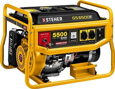 Генератор бензиновый с электростартером GS-6500Е, 5500 Вт STEHER