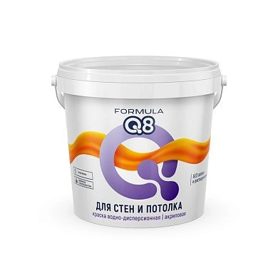 Краска "Formula Q8" белоснежная ВД полиакриловая для стен и потолка 1,5 кг
