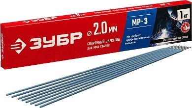 Электрод сварочный, МР-3 рутиловый, Д 2.0х300мм, 1кг в коробке (40011-2.0) ЗУБР