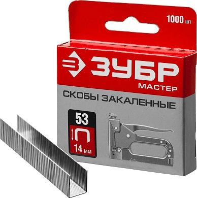 Скобы для степлера тонкие тип 53, 14 мм, закаленные, 1000 шт. (31625-14) ЗУБР