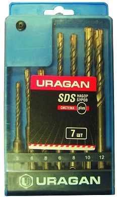 Набор сверл SDS-plus, 7шт.: 5, 6, 8х110; 6, 8, 10, 12х160мм (901-25554-H7) URAGAN