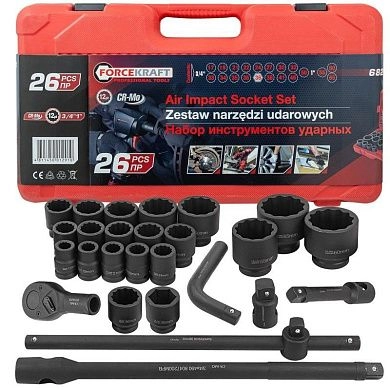 Набор головок 1", 26пр., (12гр.)(FK-68262-9) FORCEKRAFT