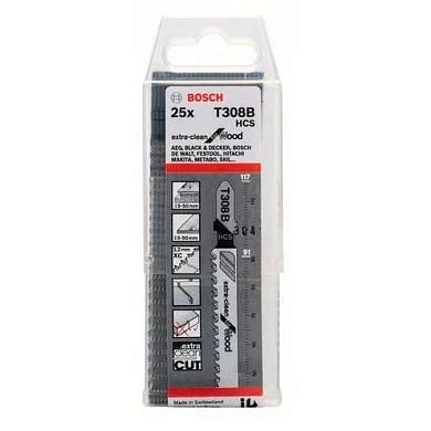 Пилка лобзиковая T 308 B, HSC (древесина, фанера) Extra-Clean for Wood (-1-)(2 608 663 752) BOSCH