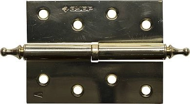 Петля дверная разъемная "ЭКСПЕРТ", 1 подшипник, цвет латунь (PB), левая, с крепежом, 100х75х2,5мм, 2 шт (37605-100-1L) ЗУБР