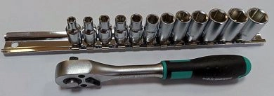 Набор головок с трещоткой 1/4" 4-13мм, 13пр., на подвесе (1612-2612S-M) WHIRLPOWER