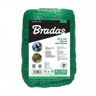 Сетка плетеная для защиты от птиц BIRD NET 4х100м, HDPE, яч. 19х19мм (AS-BN10191940100) BRADAS