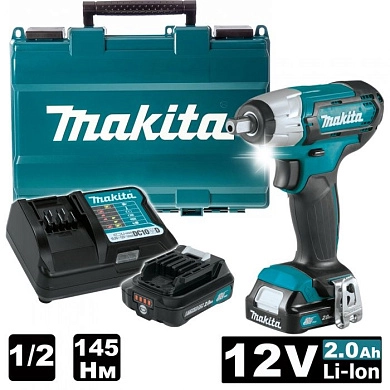 Гайковерт ударный аккум. TW 141 DWAE (12.0 В, 2х2.0Ач, 1/2", 145 Нм, чем.) MAKITA