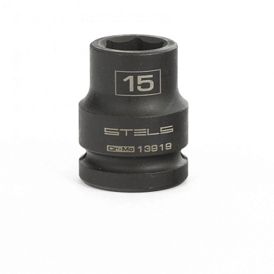 Головка ударная шестигранная, 15 мм, 1/2", CrMo (13919) STELS