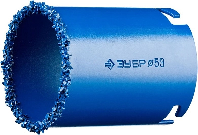 Коронка кольцевая c карбид-вольф. покр., 53мм, высота 55мм "ПРОФЕССИОНАЛ" (33350-53_z01) ЗУБР