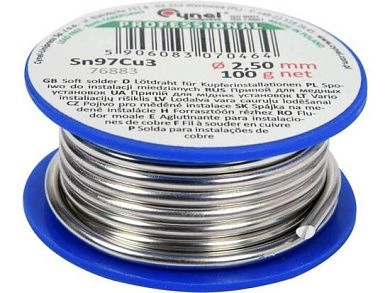 Припой для пайки меди Sn97Cu3, 2,5мм/100г (76883) CYNEL