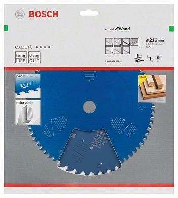 Диск пильный 216x30x2.4/1.8x40 Expert for Wood (2 608 644 079) BOSCH