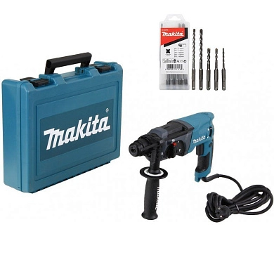 Перфоратор HR 2470 X15 + набор буров D-00795 (SDS-plus, 780 Вт, 2.7 Дж, чем.) MAKITA
