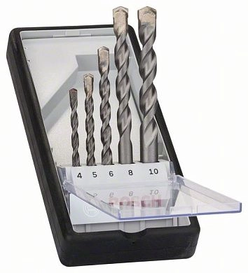 Набор сверл по бетону 4/5/6/8/10мм Robust Line Silver Percussion, 5шт. (2.607.010.524) BOSCH