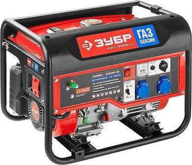 Генератор гибридный (бензин / газ) ЗЭСГ-3500-М2, 3500Вт ЗУБР
