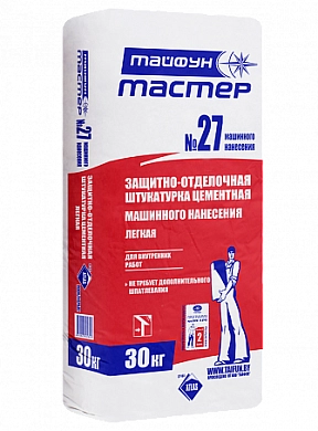 Штукатурка цементная ТАЙФУН МАСТЕР № 27 ( внутр. ; 5-30 мм ), 20 кг