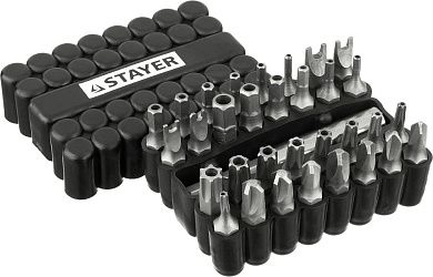 Набор, STAYER Master 26084-H33: Биты СПЕЦИАЛЬНЫЕ Cr-V, с магнитным адаптером, в ударопрочном держате