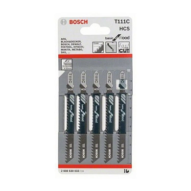 Пилка лобзиковая T 111 C по дереву Basic for Wood, 5шт. (2 608 630 033) BOSCH