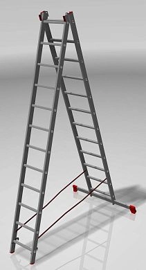 Лестница алюм. 2-х секц. 312/505см  2х12ступ., 14.3кг Новая высота NV 322, (3220212), проф.
