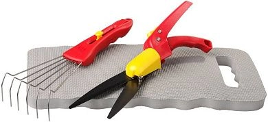 Набор садовый, 3 предмета: ножницы для стрижки травы, подколенник, грабельки (8-422035) Grinda