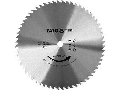 Диск пильный 500х32х60T по дереву (YT-60871) YATO