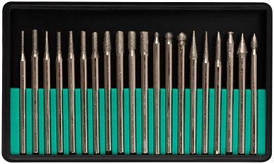 Шарошки, усиленная сталь с алмазным напылением, штифт диам. 3 мм, 20 шт. (F_36485) FIT