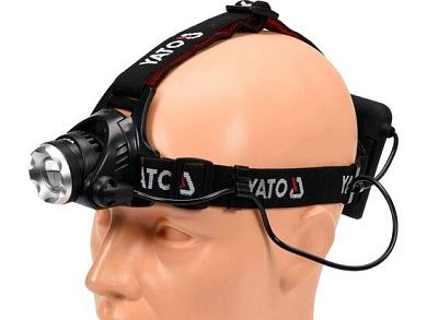 Фонарь светодиодный налобный (10W, 450lm, 6V, 4хAA, zoom) (YT-08591) YATO