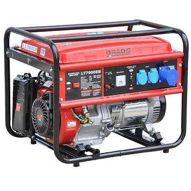Электростанция BRADO LT7000EB (5.5кВт, 2х230В/16А/3.5кВт, 1х230В/32А/5кВт, 12В, бак 25.0л), BRADO