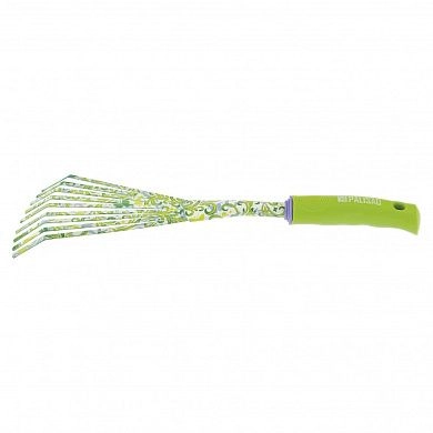 Грабли веерные 9-зубые, 75х385 мм, стальные, пластиковая рукоятка, FLOWER GREEN (62042) PALISAD