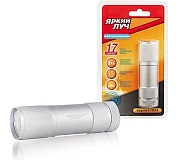 Фонарь ЯРКИЙ ЛУЧ L-903B алюмин. корпус, 9 светодиодов, ремешок, на 3xAAA