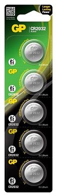 Батарейка (элемент питания), тип CR2032 GP Lithium CR2032 5BP
