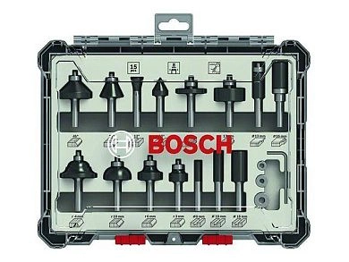 Фрезы Набор фрез смешанный 8мм. 15шт., (2.607.017.472) BOSCH