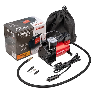 Компрессор метал. 40л/мин в прикуриватель ТОРНАДО АС-580 (S02001019) SKYWAY