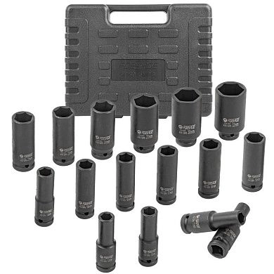 Набор головок ударн. глубоких 1/2" 10-32мм, 6гр., 16пр. (F-4169-5MPB) Forsage