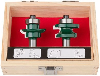 Фрезы по дереву комбинированные универс., набор 2 шт., деревянный бокс, DxH=41х19,5 мм (F_36567) FIT
