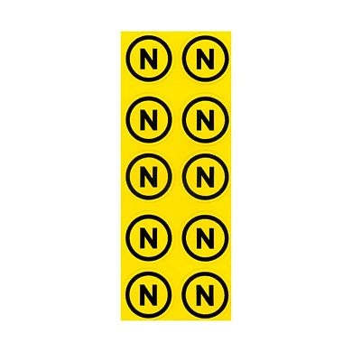 Комплект наклеек из 10 шт. N, р-р 1,5*1,5см,  цветн., с/к из пленки ПВХ, с подрезкой