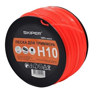Леска ф 2.4 мм х 236 м квадратн. сеч. (оранж.) SKIPER H10, SKIPER