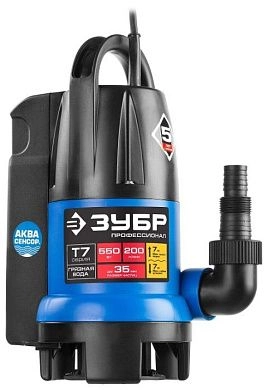 Насос погружной, дренажн. для грязн воды(d частиц до 35мм),550Вт, напор 7м (НПГ-Т7-550) ЗУБР
