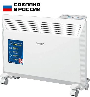 Конвектор электрический КЭП-1500 (1.5 кВт, 20 м2, IP24, 220В, пол/стена) "Профессионал" ЗУБР