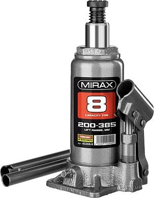 Домкрат гидравлический бутылочный, 8т., 200-385 мм (43260-8) MIRAX