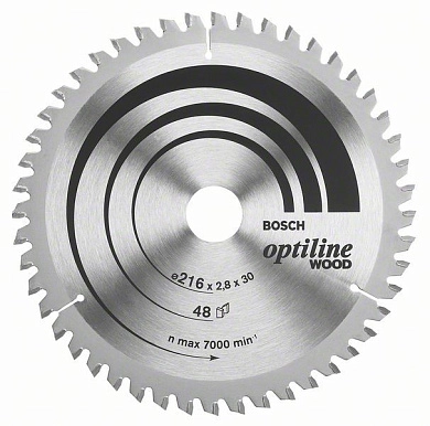 Диск пильный 216х30х2.8х48 Optiline Wood (2 608 640 641) BOSCH