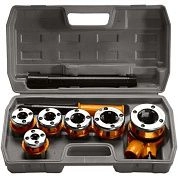 Набор клуппов 1/4-3/8-1/2-3/4-1-1.25", плашкодержатель с трещоткой, R/BSPT, 9 пр. (773355) SPARTA