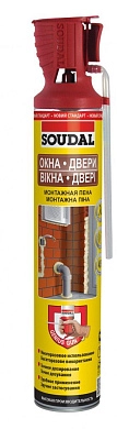 Пена монтажная всесезон. ОКНА ДВЕРИ 750 мл бытовая балон/апл. 50L (131132) SOUDAL